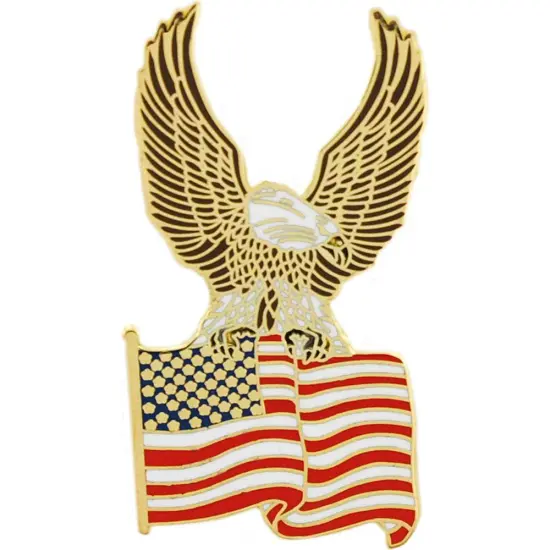 American Flag Wavy with Eagle Pin 1" {1}