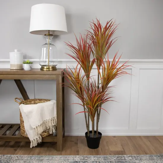 Northlight Real Touch&trade;️ Green and Red Artificial Dracaena Potted Plant - 54" {3}