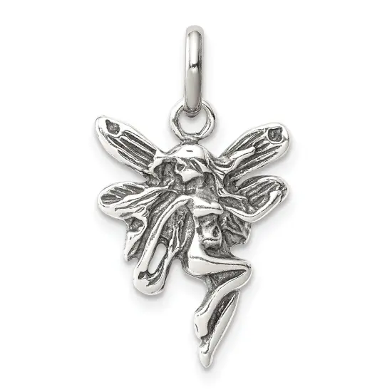 Sterling Silver Fairy Charm Faerie Pendant Jewelry 22mm x 14mm {1}