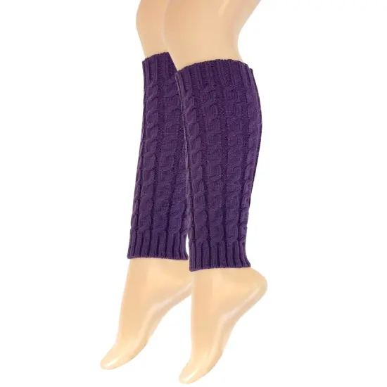 Wrapables Women's Cable Knit Leg Warmers Purple {2}