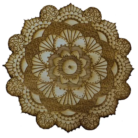 Henna Flower Raw Wood Coaster/Disc qty 1 {1}