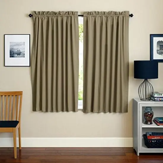 Blazing Needles 63-inch by 52-inch Twill Curtain Panels (Set of 2) - Toffee {1}
