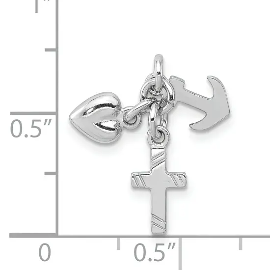 Sterling Silver Faith Hope & Charity Charm Jewerly 16mm x 13mm {2}