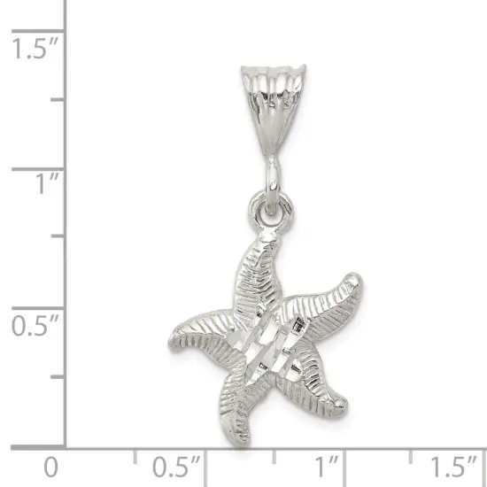 Sterling Silver Starfish Charm Jewelry Ocean Pendant 24mm x 18mm {2}