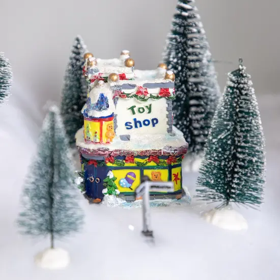 Northlight Glittered Snowy Toy Shop Christmas Village Building - 4" White {3}