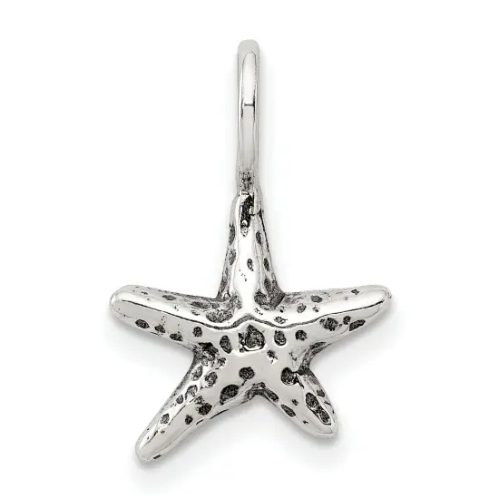 Sterling Silver Antiqued Starfish Pendant Charm Jewelry 16 X 11mm {1}