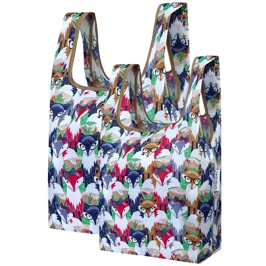 Wrapables JoliBag Collection Reusable Shopping Bag (Set of 2) Clever Foxes {1}