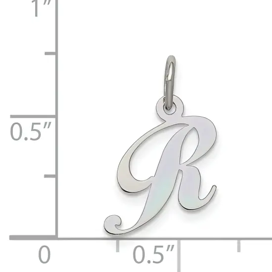 Sterling Silver Small Script Initial Letter R Charm {5}