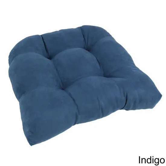 19-inch U-Shaped Micro Suede Tufted Dining Chair Cushion - Indigo {1}