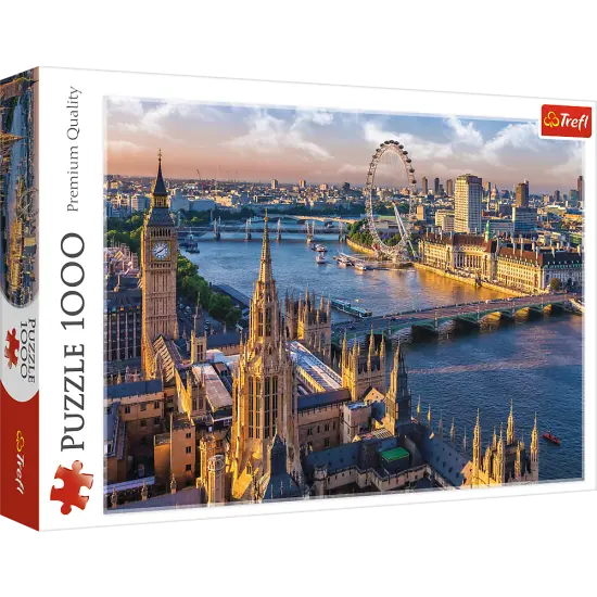 1000 Piece Jigsaw Puzzles, London, London England Puzzle, Big Ben and River Thames Puzzle, London Aerial View,Adult Puzzles, Trefl 10404 {1}