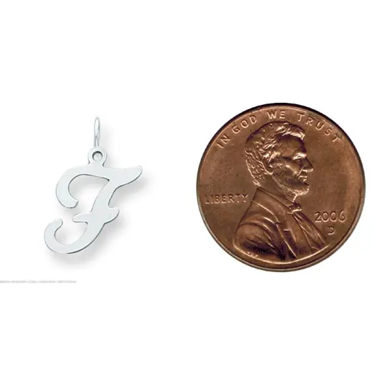 Sterling Silver Stamped Initial Letter F Charm Pendant Jewerly 20mm x 12mm {2}