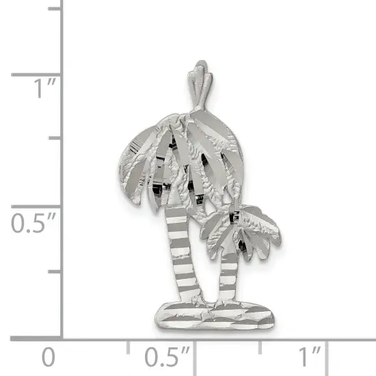 Sterling Silver Palm Trees Pendant Charm FindingKing Jewerly 27mm x 17mm {2}