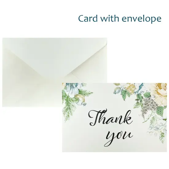 Wrapables Blank Thank You Cards with Envelopes for Weddings, Bridal Showers, Baby Showers (Set of 4) Classic Floral {2}