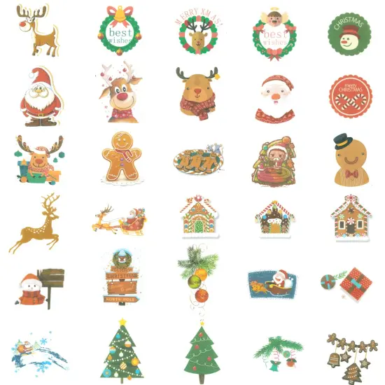 Wrapables Holiday Scrapbooking Washi Stickers, DIY Crafts for Stationery, Diary, Card Making (60 pcs) Reindee {2}