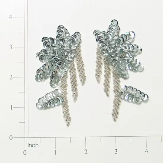 Floral Swag Sequin Applique/Patch Pack of 2 White AB {2}