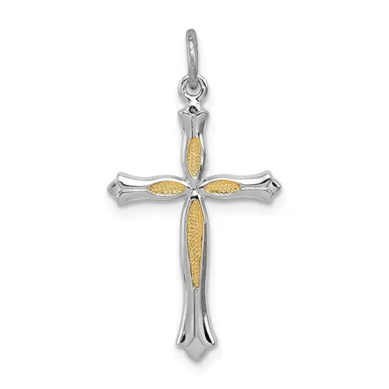 Sterling Silver & Vermeil Cross Charm Jewerly 26mm x 16mm {1}
