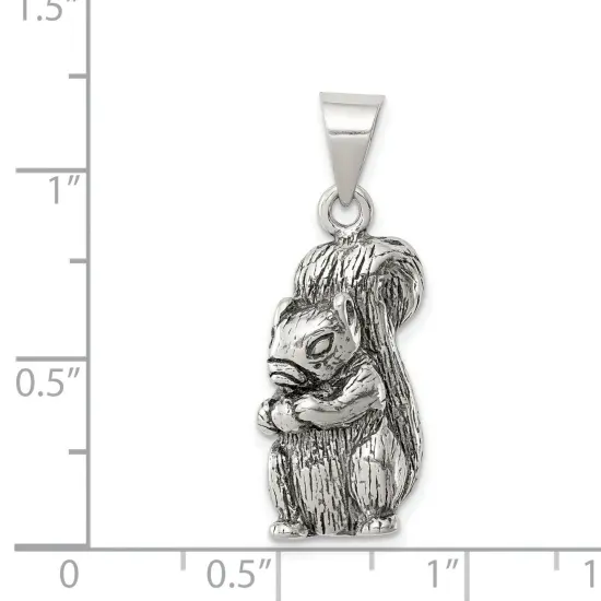 Sterling Silver Antiqued Squirrel Charm Pendant Jewelry 24mm x 10mm {2}