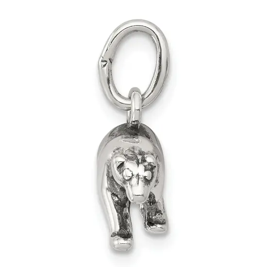 Sterling Silver Bear Charm Pendant Animal Jewelry 12mm x 15mm {3}
