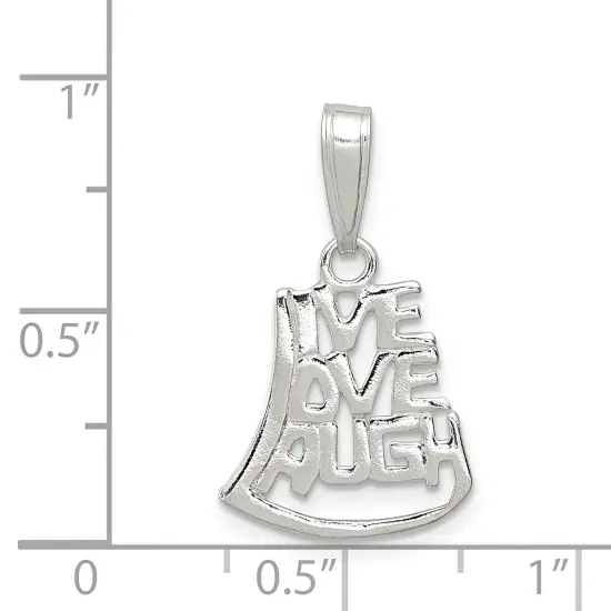 Sterling Silver Live, Love, Laugh Pendant Charm Jewelry 25mm x 15mm {5}