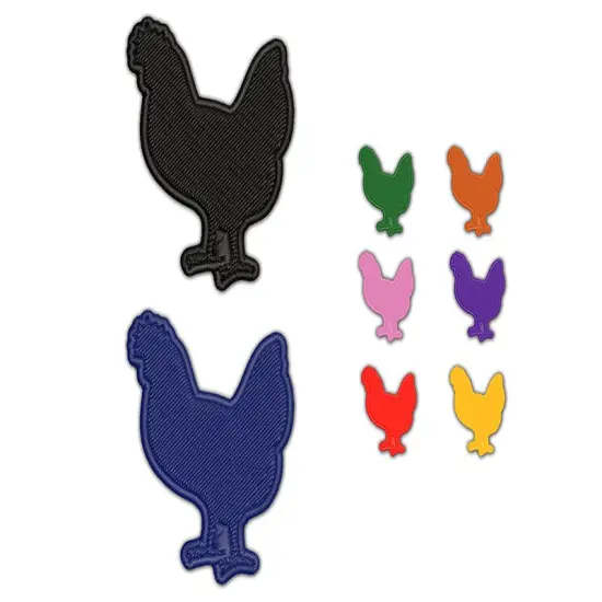 Chicken Standing Solid Embroidered Iron-On Patch Applique Black {1}