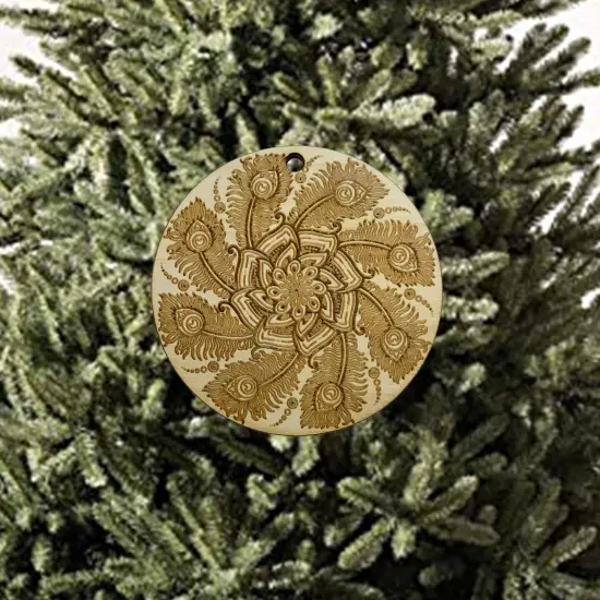 Peacock Feather Ornament - Raw Wood {2}