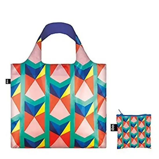 LOQI Geometric 2 Triangles Reusable Shopping Bag, Multicolor {2}