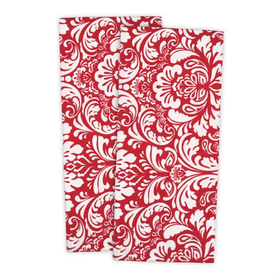DAMASK DISHTOWEL Set of 2 RED {1}