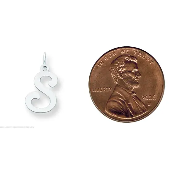 Sterling Silver Stamped Initial Letter S Charm Pendant Jewerly 20mm x 12mm {2}