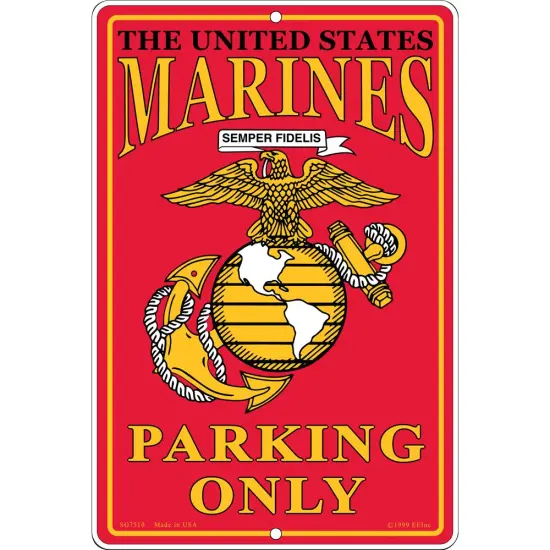 U.S. Marines Semper Fidelis U.S.M.C. Logo Parking Only 8x12" Aluminimum SIgn {1}