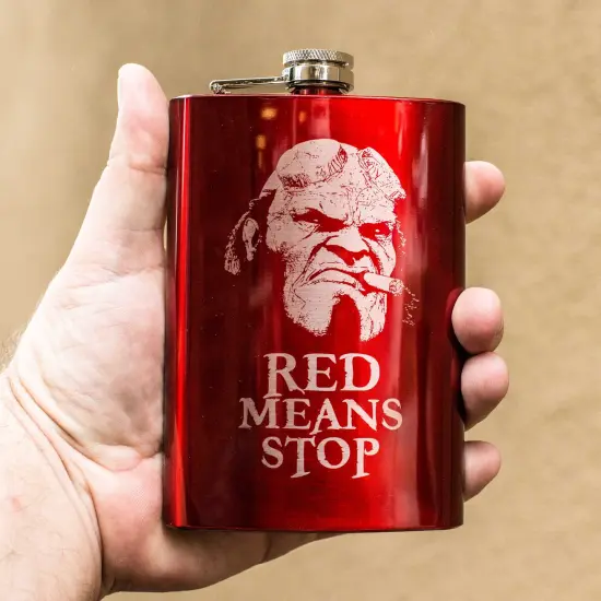 8oz RED Red Means Stop Flask {3}