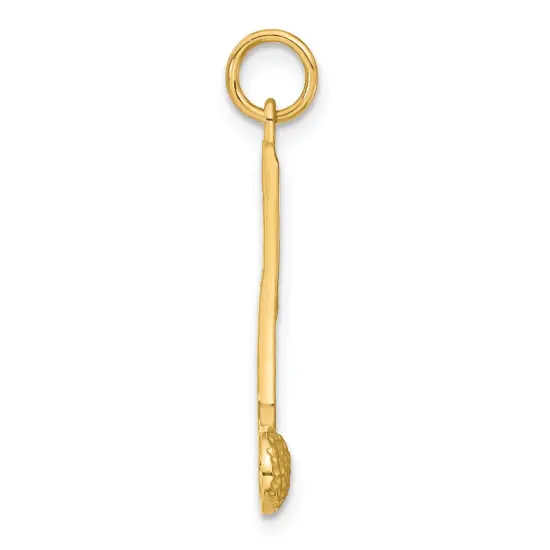 14K Yellow Gold Eighth Music Note Charm Musical Pendant Jewerly 28mm x 10mm {3}