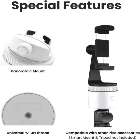 Pivo Pod Lite Auto Face Tracking Phone Holder, 360&deg; Rotation, Handsfree Video Recording - White {3}
