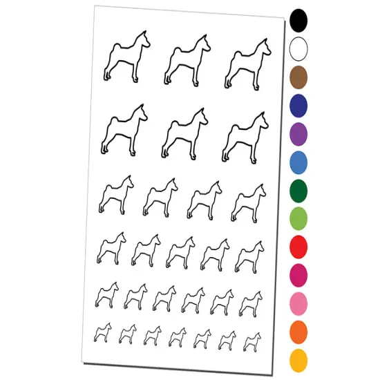 Basenji Dog Outline Temporary Tattoo Water Resistant Fake Body Art Set Collection Light Blue {1}