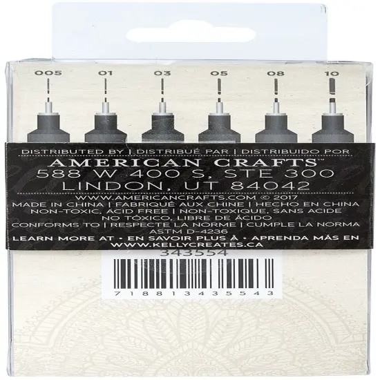 Kelly Creates Fineliners Pens 6/Pkg-Black {3}