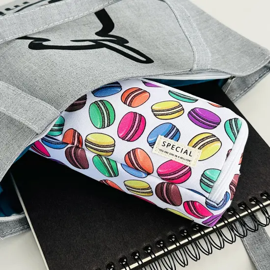 Wrapables Large Capacity Pencil Case, 3 Compartment Pencil Pouch for Stationery Pens Macarons {6}