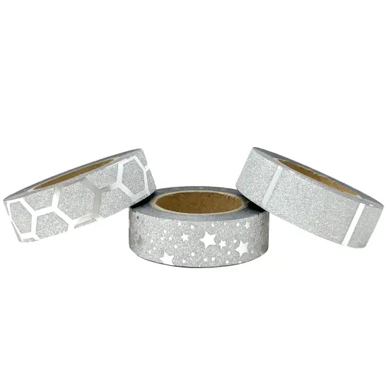 Wrapables Glitter and Shine Washi Tapes Decorative Masking Tapes (Set of 3) Glitter Stars {2}