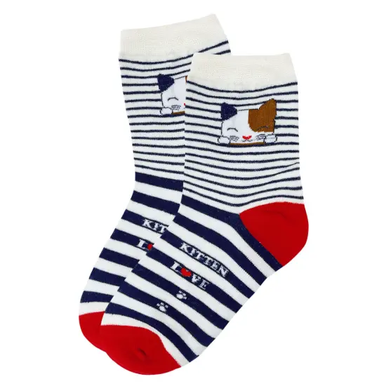 Wrapables Novelty Animal Print Crew Socks (Set of 5), Cute Kitties {6}