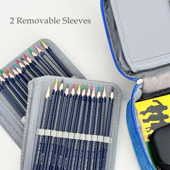 Wrapables Large Capacity 72 Slot Pencil Case for Colored Pencils, Stationery Pouch, Blue {5}