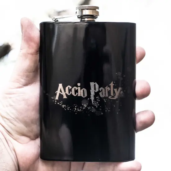 8oz BLACK Accio Party Flask {2}