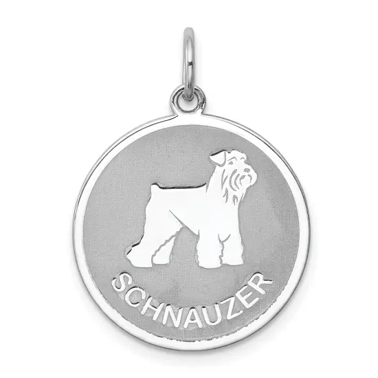 Sterling Silver Schnauzer Disc Charm Pendant Jewelry 26mm x 19mm {1}
