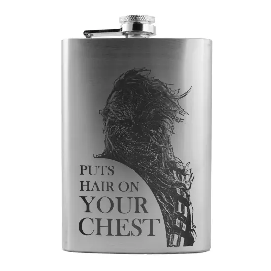 8oz Puts Hair on Your Chest Stainless Steel Flask {1}