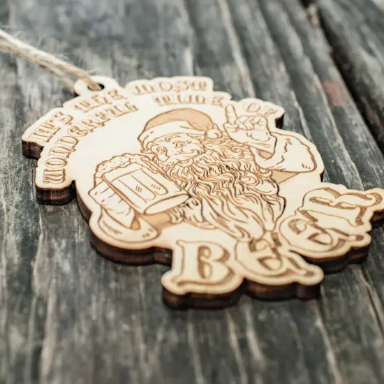 Ornament - It's the Most Wonderful Time of Beer - Raw Wood 3x4in {2}