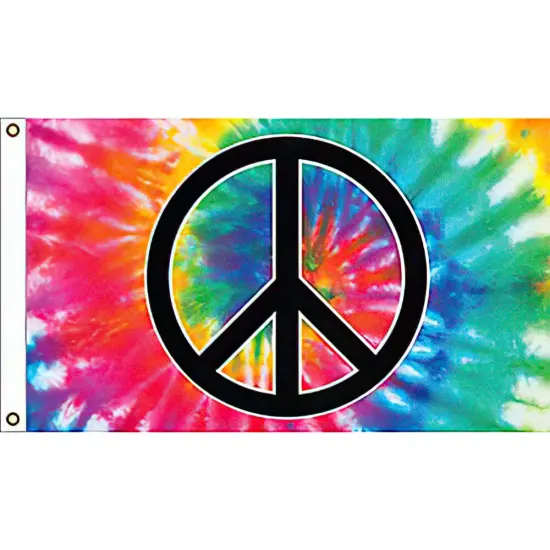 Peace Sign Flag with Grommets Black & White 3ft x 5ft {1}