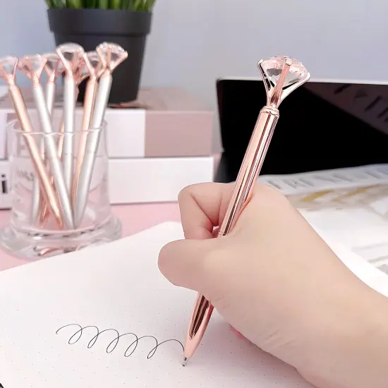 Wrapables Crystal Diamond Ballpoint Pens, 1.0mm Medium Point Wedding Pens with Refills (Set of 8 Pens + 8 Refills), Rose Gold & Silver {6}