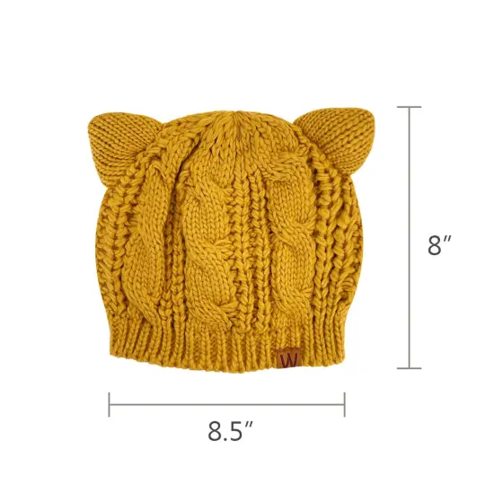 Wrapables Winter Warm Cable Knit Cat Ears Beanie, Yellow {6}