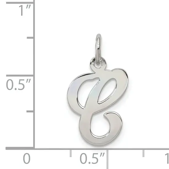 Sterling Silver Stamped Initial Letter C Charm Pendant Jewerly 20mm x 12mm {5}
