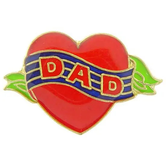 Heart & Ribbon Dad Pin 1" {1}
