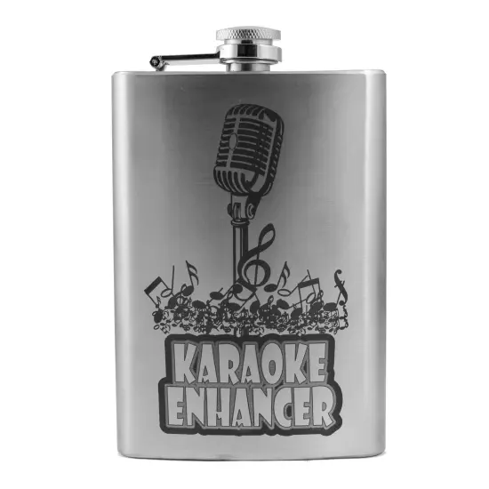 8oz Karaoke Enhancer Stainless Steel Flask {1}