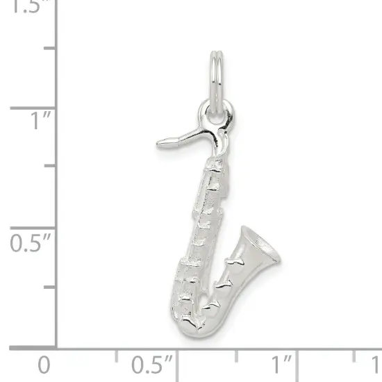 Sterling Silver Saxaphone Charm Music Pendant Jewelry 25mm x 15mm {2}
