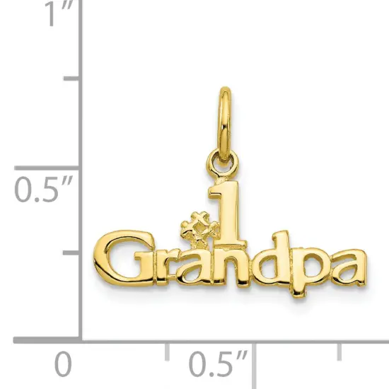 10K Yellow Gold #1 Grandpa Charm Grandfather Pendant Jewerly 15mm x 21mm {3}